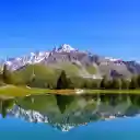 lakes, mountains, blue clouds  screen for extension Chrome web store in OffiDocs Chromium