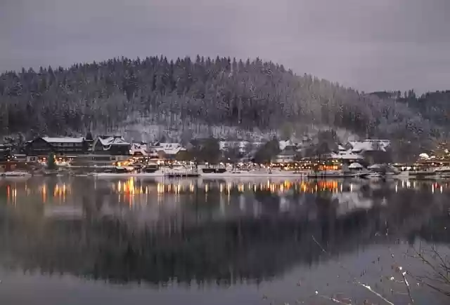Free download lake village winter evening snow free picture to be edited with GIMP free online image editor