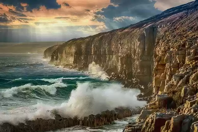 Free download landscape cliff sea waves sky free picture to be edited with GIMP free online image editor