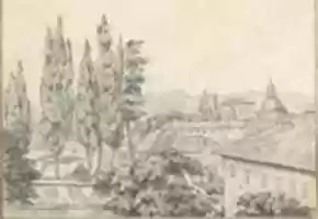Free download Landscape with Villas and a Church (Smaller Italian Sketchbook, leaf 6 recto) free photo or picture to be edited with GIMP online image editor