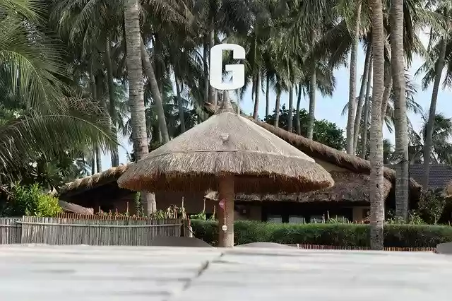 Бесплатно скачать Буква G Коттеджи на кокосовой пальме — бесплатную фотографию или картинку для редактирования с помощью онлайн-редактора изображений GIMP