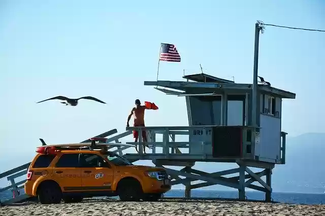 Free download Lifeguard Yellow Beach -  free photo or picture to be edited with GIMP online image editor