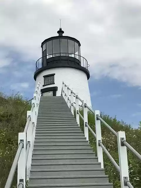 Free download Lighthouse Maine Steps -  free photo or picture to be edited with GIMP online image editor