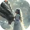 Magical scene of little girl rubbing dragon head  screen for extension Chrome web store in OffiDocs Chromium