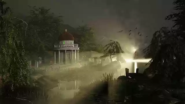 Free download mausoleum cemetery fantasy night free picture to be edited with GIMP free online image editor