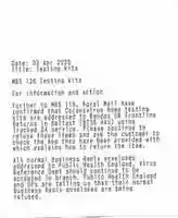 Free download MBS 126 - Post Office Horizon Notice - Testing Kits - jpg & OCR txt free photo or picture to be edited with GIMP online image editor