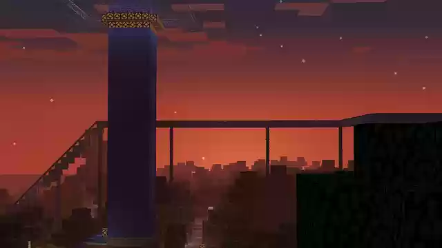 Free download Minecraft Sunset Roller Coaster -  free illustration to be edited with GIMP free online image editor