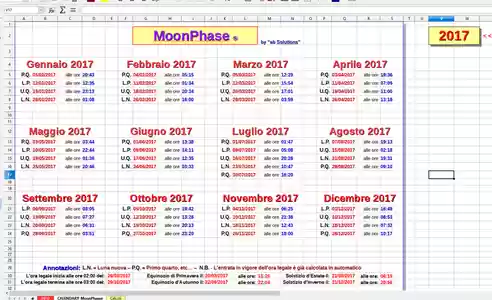 Darmowe pobieranie MoonPhase - Calendario perpetuo delle fasi lunari DOC, XLS lub PPT szablon do edycji za pomocą LibreOffice online lub OpenOffice Desktop online