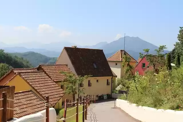 Free download mountain hill street pathway fence free picture to be edited with GIMP free online image editor