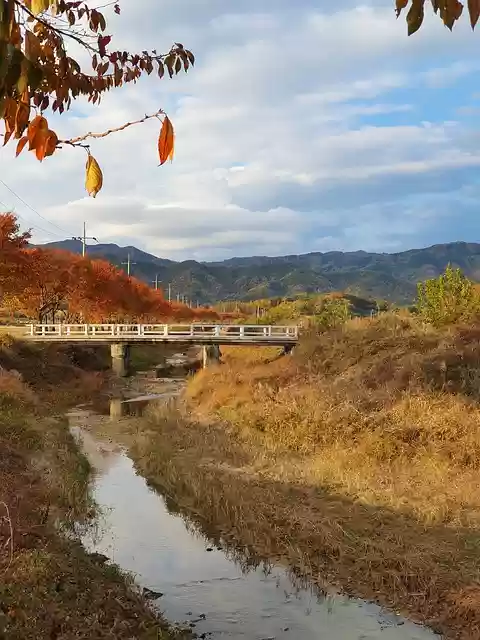 Free download mountain river autumn bridge free picture to be edited with GIMP free online image editor