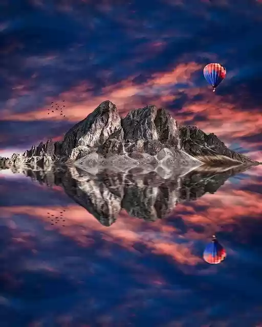 Free download Mountain Sunset Reflection -  free photo or picture to be edited with GIMP online image editor