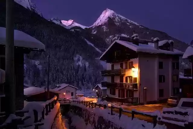 Free download mountain town village dawn homes free picture to be edited with GIMP free online image editor