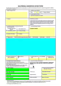 Free download Multimodal Dangerous Goods Form DOC, XLS or PPT template free to be edited with LibreOffice online or OpenOffice Desktop online