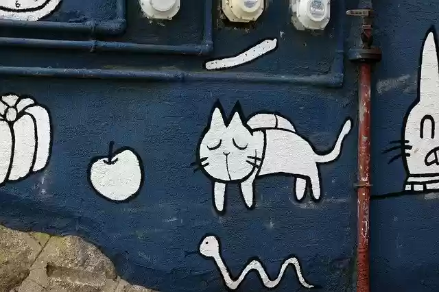Free download Mural Cat Blue -  free free photo or picture to be edited with GIMP online image editor