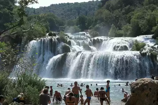 Free download np krka trip waterfall visitors free picture to be edited with GIMP free online image editor