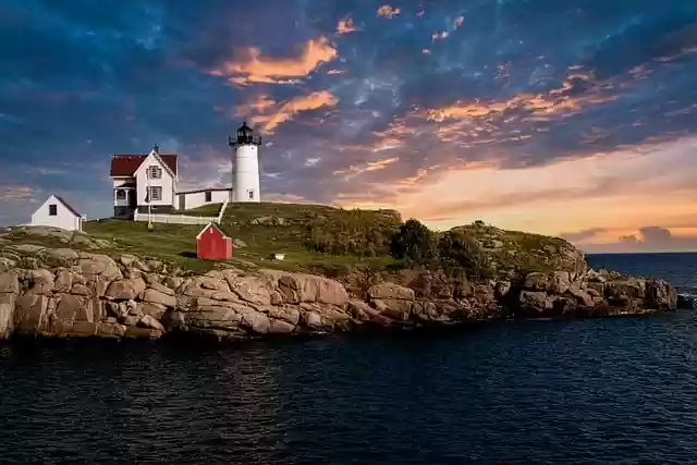 Free download nubble lighthouse twilight maine free picture to be edited with GIMP free online image editor