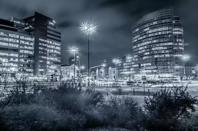 Free download Office Buildings City Night -  free photo or picture to be edited with GIMP online image editor