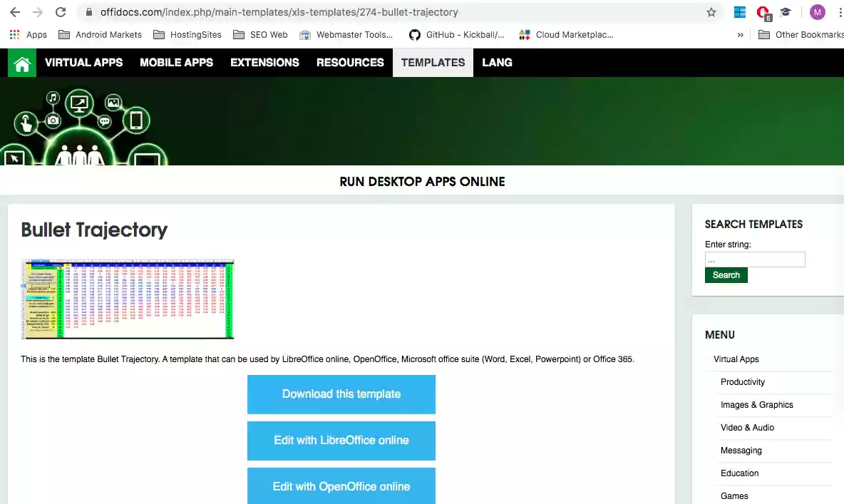 Use plantillas gratuitas de Microsoft Excel con OffiDocs