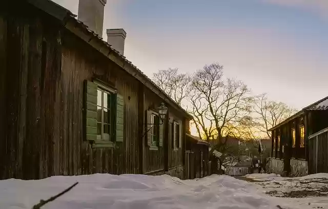 Free download Old Town Winter Sunset -  free photo or picture to be edited with GIMP online image editor