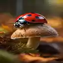 Orange beetle crawling on a mushroom wallpaper  screen for extension Chrome web store in OffiDocs Chromium