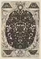 Free download Oval Pendant Decorated  with Schweifwerk, Surrounded by Smaller Motifs and Crowned by a Baldachin free photo or picture to be edited with GIMP online image editor