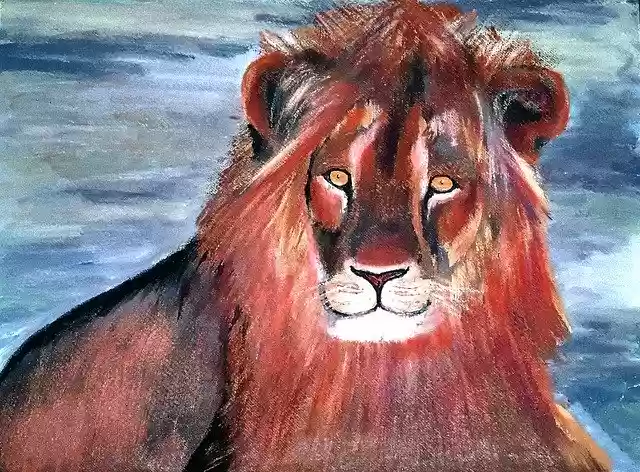 Free download Painted Lion Acrylic Paint Canvas -  free illustration to be edited with GIMP free online image editor