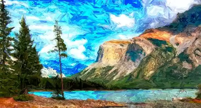 Free download Painting Paintings Mountain -  free illustration to be edited with GIMP free online image editor