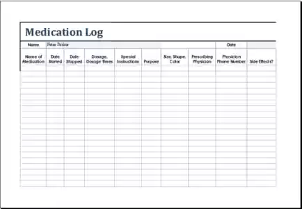 Template Microsoft Patient Medication Log Template for OffiDocs