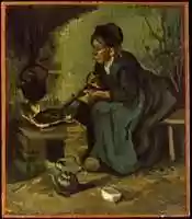 Free download Peasant Woman Cooking by a Fireplace free photo or picture to be edited with GIMP online image editor