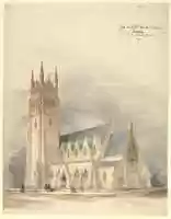 Free download Perspective Elevation of Reverend Mr. Gairds Church, Glasgow, in the Gothic Style free photo or picture to be edited with GIMP online image editor
