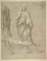 Free download Pieta (recto); Madonna and two Cherubs in pen and brown ink; copy of a drawing in the Louvre which is attributed to Raphael (verso) free photo or picture to be edited with GIMP online image editor