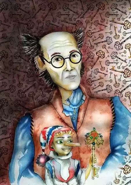 Free download Pinocchio Golden Key Story Papa -  free illustration to be edited with GIMP free online image editor