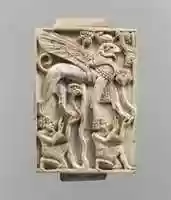 Free download Plaque with two kneeling youths supporting a ram-headed sphinx free photo or picture to be edited with GIMP online image editor