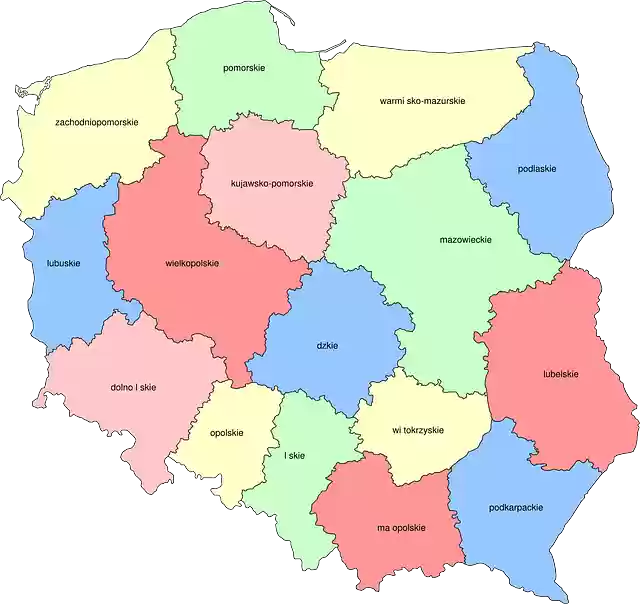 Free download Poland Map Provinces - Free vector graphic on Pixabay free illustration to be edited with GIMP free online image editor