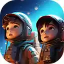 portrait two child astronauts space suits  screen for extension Chrome web store in OffiDocs Chromium