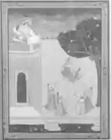 Free download Princely Couple on Balcony Watching Maidens on Swing and Dancers free photo or picture to be edited with GIMP online image editor