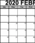 Free download Printable February 2020 Calendar DOC, XLS or PPT template free to be edited with LibreOffice online or OpenOffice Desktop online