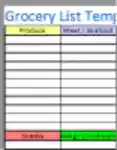 Free download Printable grocery list template (Cals) DOC, XLS or PPT template free to be edited with LibreOffice online or OpenOffice Desktop online