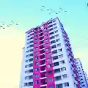 Purple and pink building  screen for extension Chrome web store in OffiDocs Chromium