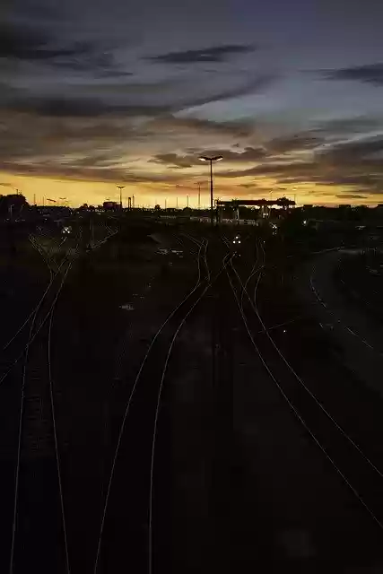 Free download Railway Station Industry Night -  free photo or picture to be edited with GIMP online image editor