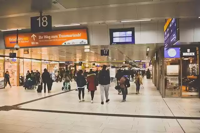 Free download Railway Station Travellers Travel -  free photo or picture to be edited with GIMP online image editor