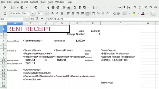 領収書付きレンタル元帳を無料でダウンロードDOC、XLS、またはPPTテンプレートをLibreOfficeオンラインまたはOpenOfficeデスクトップオンラインで無料で編集できます