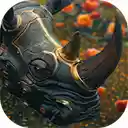 rhinoceros animal with futuristic robotic parts  screen for extension Chrome web store in OffiDocs Chromium