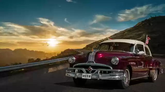Free download road sunset mountain old car free picture to be edited with GIMP free online image editor