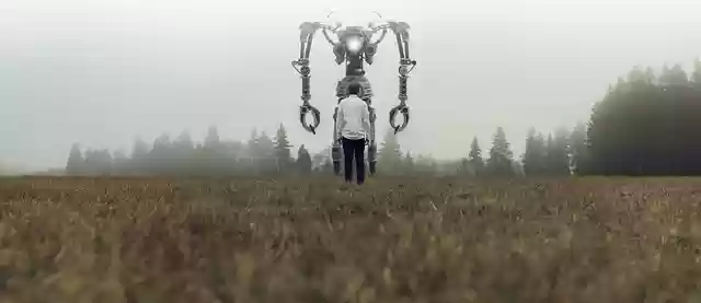 Kostenloser Download Robot Man Field Encounter Story Kostenloses Bild, das mit dem kostenlosen Online-Bildeditor GIMP bearbeitet werden kann