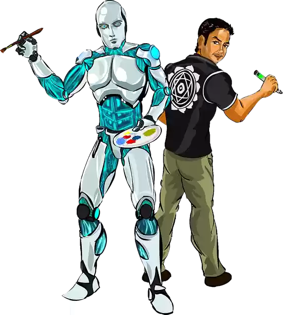 Free download Robot Painter With Brush -  free illustration to be edited with GIMP free online image editor