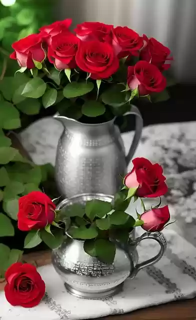 Free download roses flowers vase decorative free picture to be edited with GIMP free online image editor