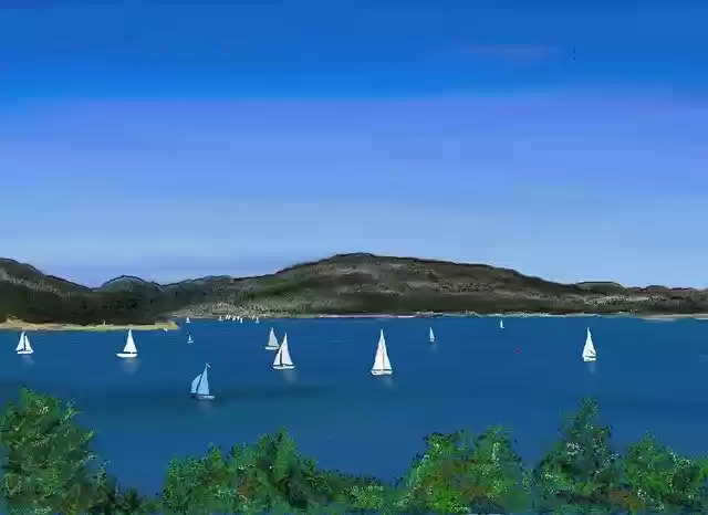 Free download Sailing Boat Lake School -  free illustration to be edited with GIMP free online image editor