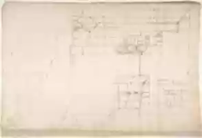 Free download Santa Maria Maggiore, Sforza Chapel, elevation (recto) Unknown, entablature, partial cornice, and column or pilaster base profile (verso) free photo or picture to be edited with GIMP online image editor
