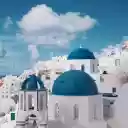 Santorini Blue Dome Theme  screen for extension Chrome web store in OffiDocs Chromium
